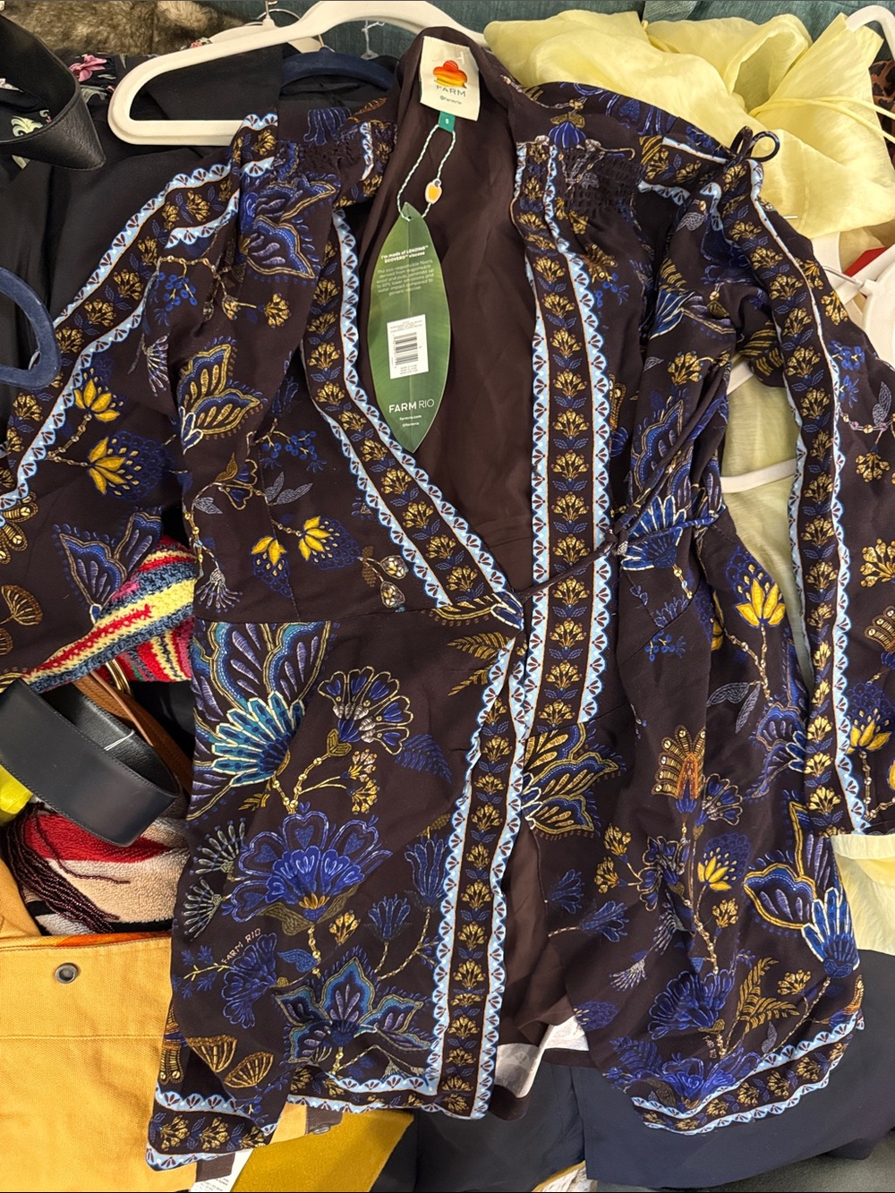 Women’s Floral Boho dress - Navy Blue & Gold